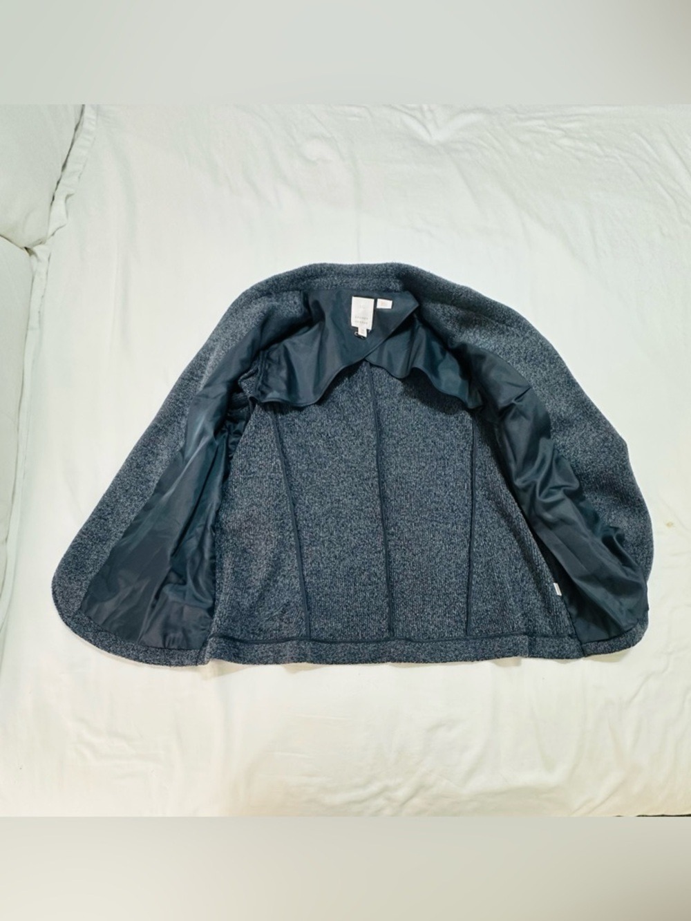 LAUREN CONRAD GRAY TWEED OPEN FRONT BLAZER JACKET 3/4 SLEEVE SIZE 16 - Picture 7 of 13